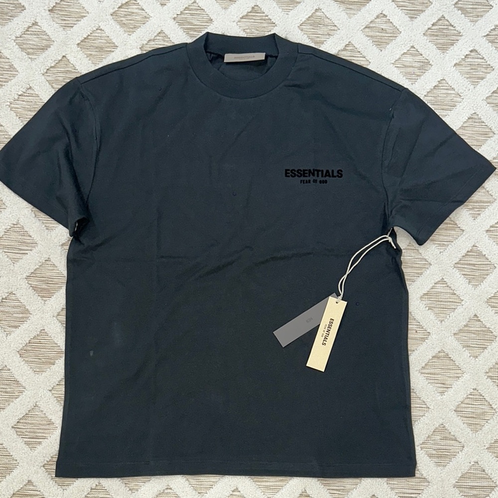 Essentials Black Short Sleeve Tee Classic Crew Neck